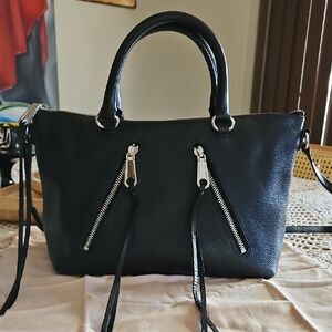 Rebecca Minkoff Black Moto Leather Satchel Handbag